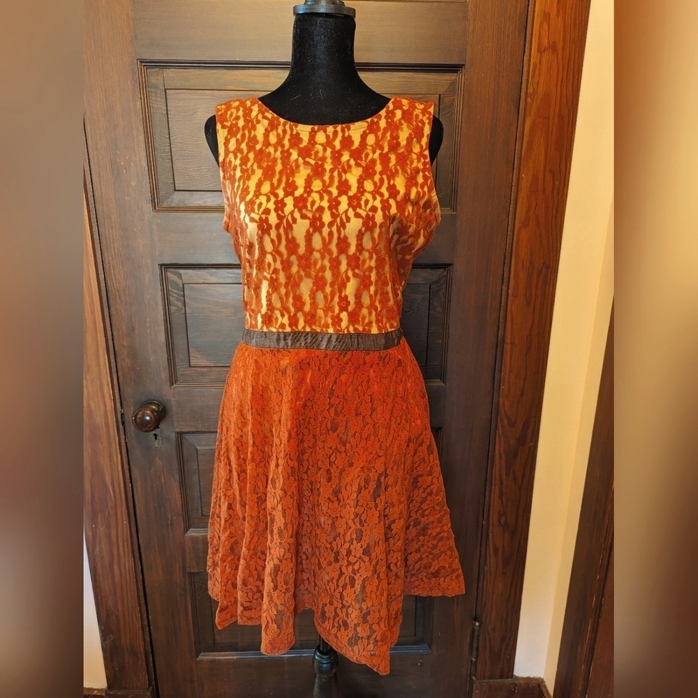 Low back, two tone Lace Dress